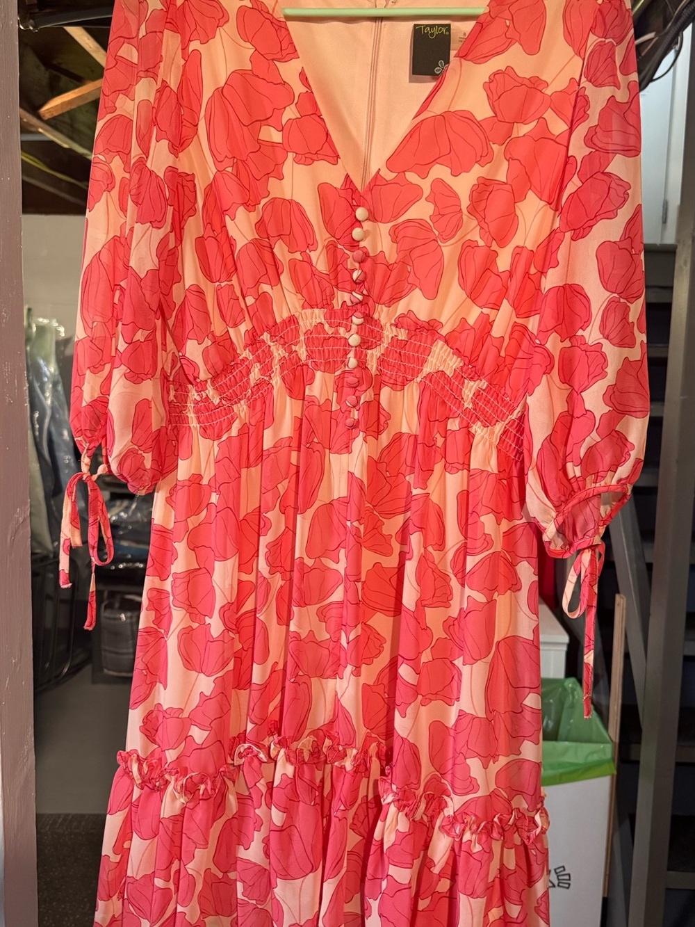 Taylor Coral and cream Floral Mini Dress